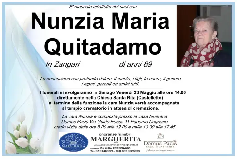 nunzia quitadamo necrologio senago